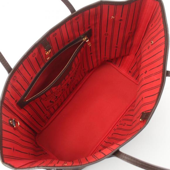 LOUIS VUITTON Neverfull MM Tote Bag Coated Canvas Leather Damier Brown N51105 - Picture 4 of 10